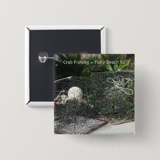 カニの魚釣り 缶バッジ (正面&裏面)