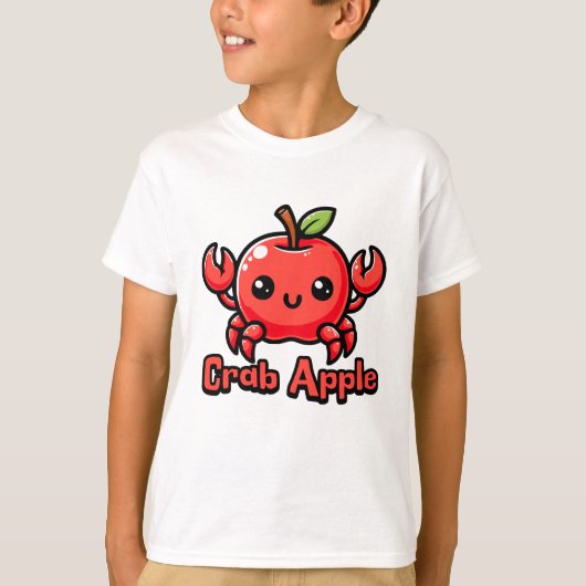 カニりんご可愛いカニりんごプリン Tシャツ (正面)