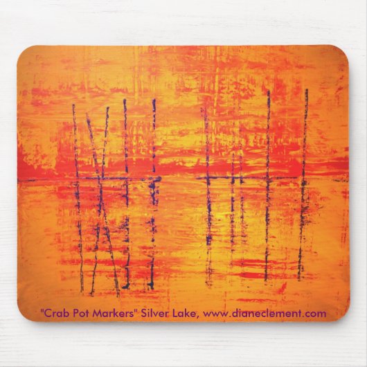 "カニを捕る枝編みかごマーカー"の銀製湖、Ocracokeの島 マウスパッド (正面)