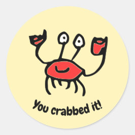 カニを釣ったね!子供のためのごほうびステッカー ラウンドシール
