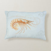 カニエビまたはエビ、ビンテージ海洋生物学の海洋動物 アクセントクッション (裏面)