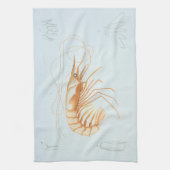 カニエビまたはエビ、ビンテージ海洋生物学の海洋動物 キッチンタオル (縦)