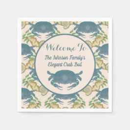 カニエレガントの饗宴 – 水カラーブルーカニ、シーシェル スタンダードカクテルナプキン