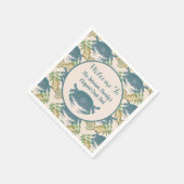 カニエレガントの饗宴 – 水カラーブルーカニ、シーシェル スタンダードカクテルナプキン (角)