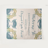 カニエレガントの饗宴 – 水カラーブルーカニ、シーシェル タペストリー (正面(横))