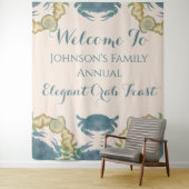 カニエレガントの饗宴 – 水カラーブルーカニ、シーシェル タペストリー (インサイチュ)