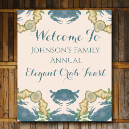 カニエレガントの饗宴 – 水カラーブルーカニ、シーシェル タペストリー