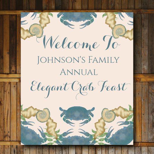 カニエレガントの饗宴 – 水カラーブルーカニ、シーシェル タペストリー