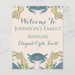 カニエレガントの饗宴 – 水カラーブルーカニ、シーシェル チラシ