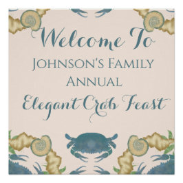 カニエレガントの饗宴 – 水カラーブルーカニ、シーシェル ポスター