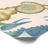 カニエレガントの饗宴 – 水カラーブルーカニ、シーシェル ポスター (コーナー)