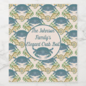 カニエレガントの饗宴 – 水カラーブルーカニ、シーシェル ワインラベル (シングルラベル)