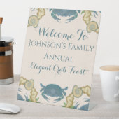 カニエレガントの饗宴 – 水カラーブルーカニ、シーシェル 台座サイン (インサイチュ)