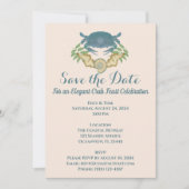 カニエレガントの饗宴 – 水カラーブルーカニ、シーシェル 招待状 (正面)