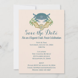 カニエレガントの饗宴 – 水カラーブルーカニ、シーシェル 招待状