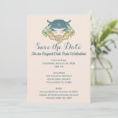 カニエレガントの饗宴 – 水カラーブルーカニ、シーシェル 招待状 (スタンド正面)