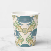 カニエレガントの饗宴 – 水カラーブルーカニ、シーシェル 紙コップ (左)