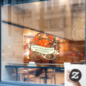 カニカスタマイズシーフードいかりレストランフロント ウィンドウサイン (カフェ窓)