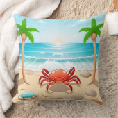 カニカラフル、ヤシの木、貝 クッション (ブランケット)