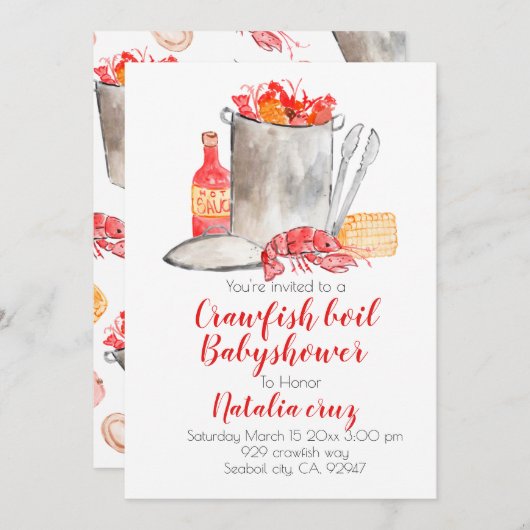 カニクイーパーティーのベビーシャワーパーティーの招待状 招待状 (正面/裏面)