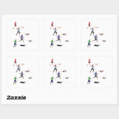 カニクロスカルテットステッカー スクエアシール (シート)