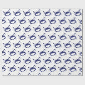 カニシルエット#1スケッチブルー ラッピングペーパー (フラット)