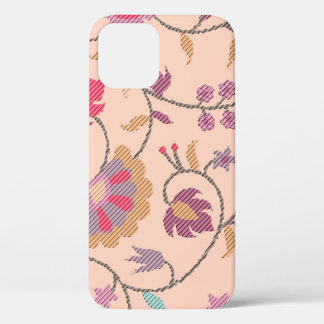 カニデザインプリントフローラ織物抽象芸術アートアルティ iPhone 12ケース