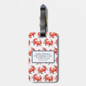 カニパターンカスタムなモノグラムのビーチ ラゲッジタグ (裏面縦)