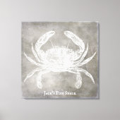 カニパーソナライズされたの水の色の中立沿岸 キャンバスプリント (正面)