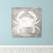 カニパーソナライズされたの水の色の中立沿岸 キャンバスプリント (インサイチュ (ウッドフロア))