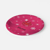 カニパーソナライズされたピンクの雪片の名前 ペーパープレート (アングル)