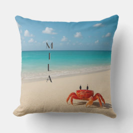 カニパーソナライズされた枕 – ミラ | 20x20インチ屋外 アウトドアクッション