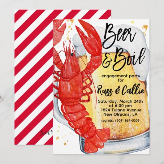 カニパーティー 婚約お祝い会 招待状 (正面/裏面)