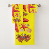 カニヒトデ黄色の貝殻バスルームのタオルセット バスタオルセット (インサイチュ)