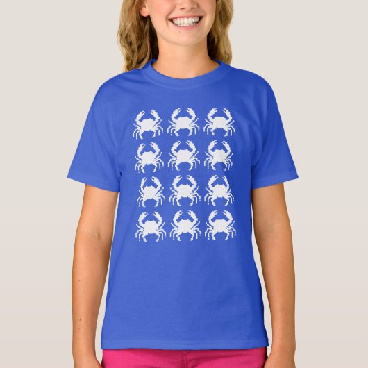 カニピクセルパターンリピート Tシャツ (正面)