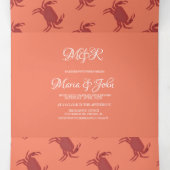 カニブロイルボイルシーフード航海のビーチ結婚ズ 三つ折り招待状 (内部中)