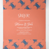 カニブロイルボイルシーフード航海のビーチ結婚ズ 三つ折り招待状 (内部中)