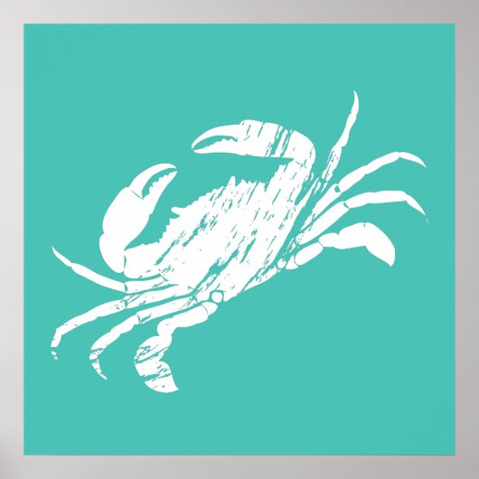 カニプリントルッ動揺してクティール(緑がかった色)ブルーシーフード ポスター (正面)