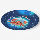 カニプールネイビーブルーバースデーパーティーボーイカスタム年齢 ペーパープレート (アングル)