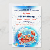 カニプール1歳パーティー少年カスタム年齢 招待状 (正面)