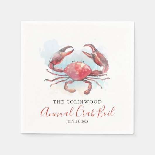 カニボイルファミリー夏の魚介類パーティー  スタンダードカクテルナプキン (正面)