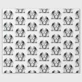 カニモノグラムinブラックステンシルスタイル ラッピングペーパー (フラット)