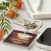 カニヨンランズナショナルパークイラストレーションレトロ キーホルダー (正面右)