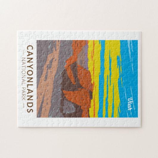 カニヨンランズナショナルパークモアブトラベルアートヴィンテージ ジグソーパズル (横)