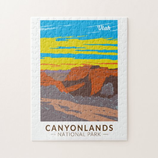 カニヨンランズナショナルパークモアブトラベルアートヴィンテージ ジグソーパズル (縦)