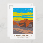 カニヨンランズナショナルパークモアブトラベルアートヴィンテージ ポストカード (正面/裏面)
