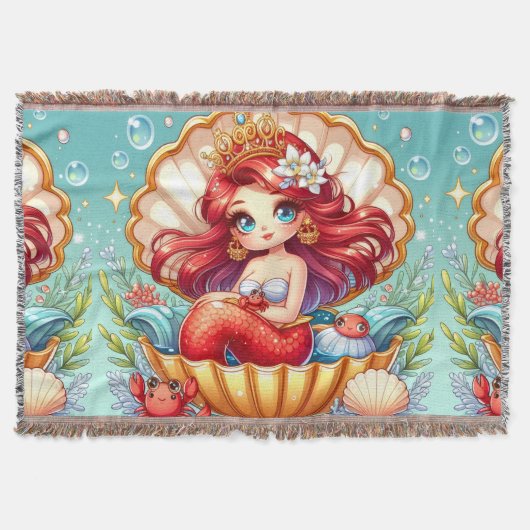 カニロイヤリティインコーラルコーブのドロウストリングウォールクロック スローブランケット (正面)