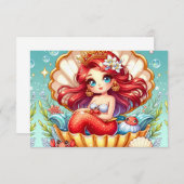 カニロイヤリティインコーラルコーブのドロウストリングウォールクロック 招待状 (正面/裏面)