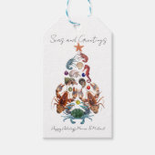 カニロブスタークリスマスツリー甲殻類シーホリデイ ギフトタグ (正面)