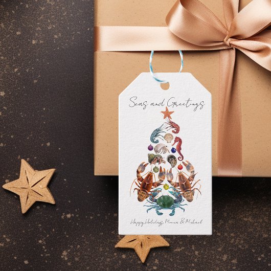 カニロブスタークリスマスツリー甲殻類シーホリデイ ギフトタグ